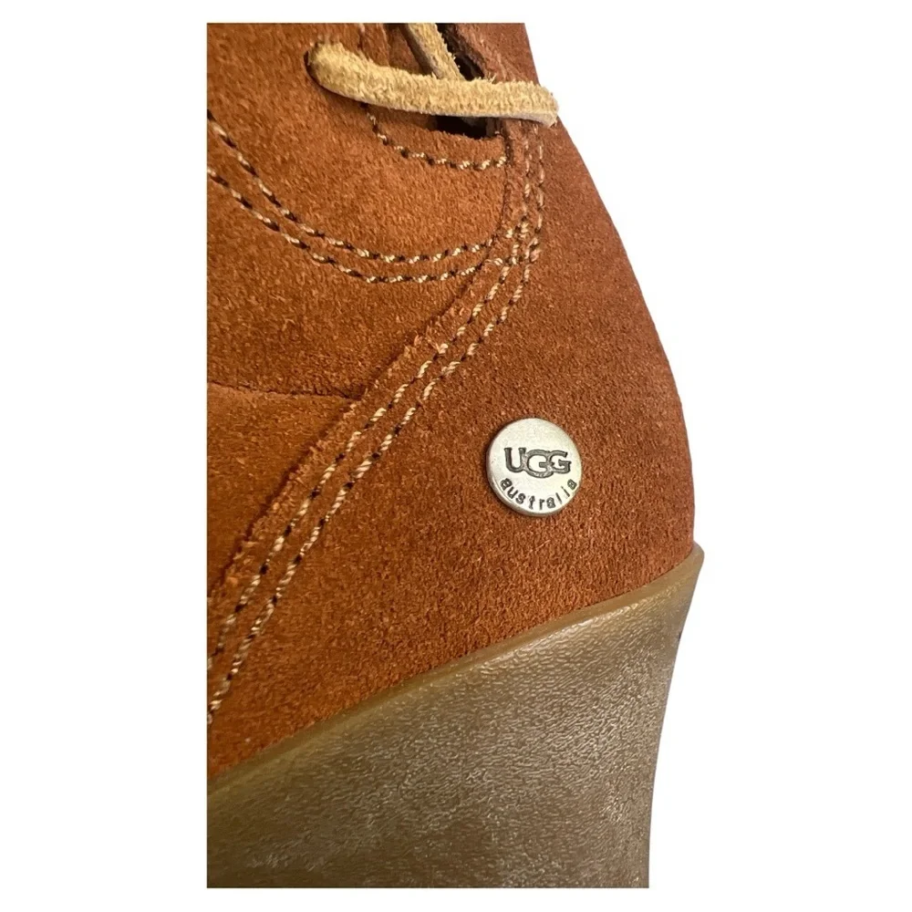 UGG AUSTRALIA WOMEN’S FELICITY SUEDE WEDGE BOOT CHESTNUT SZ 6